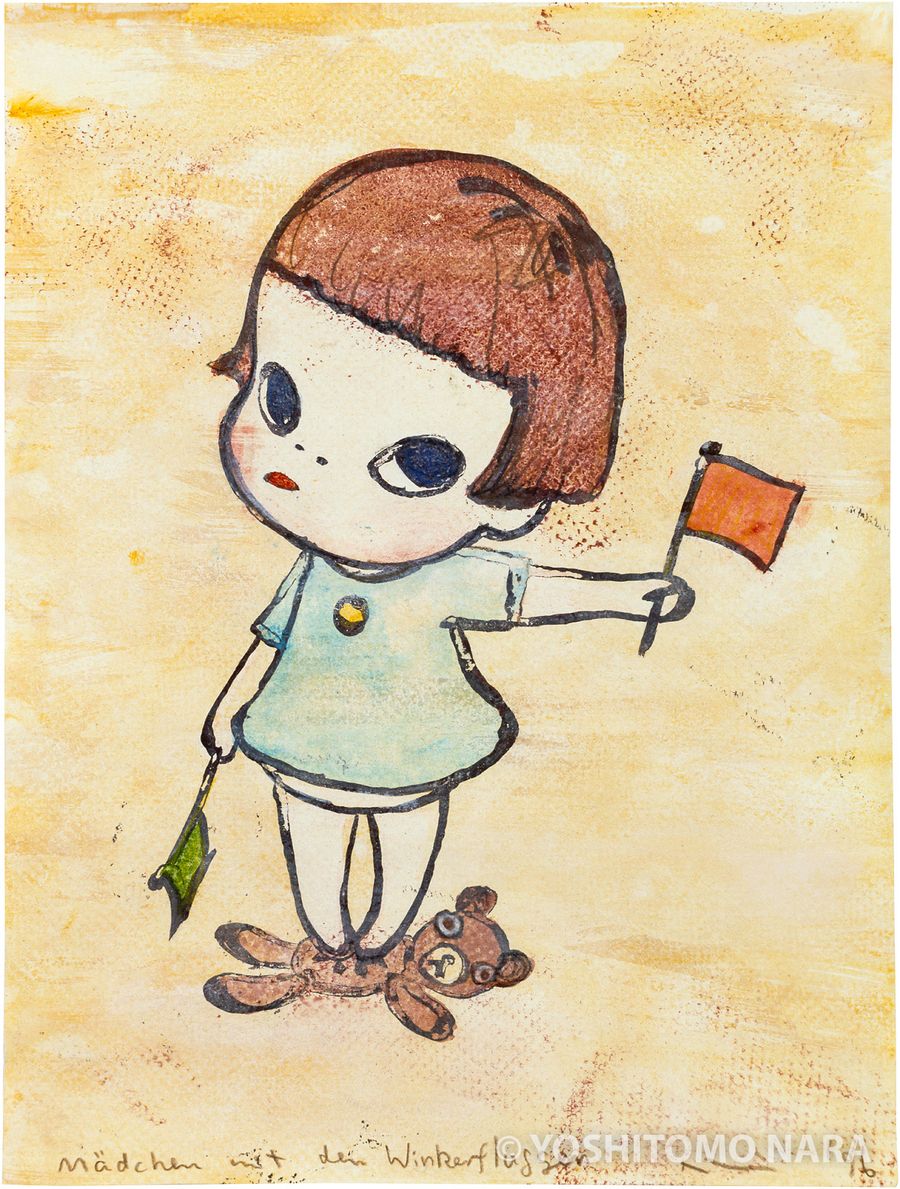 奈良美智 サルの女の子 F6号 模写／奈良美智／女の子／F6／アクリル／額装付き／裏サイン