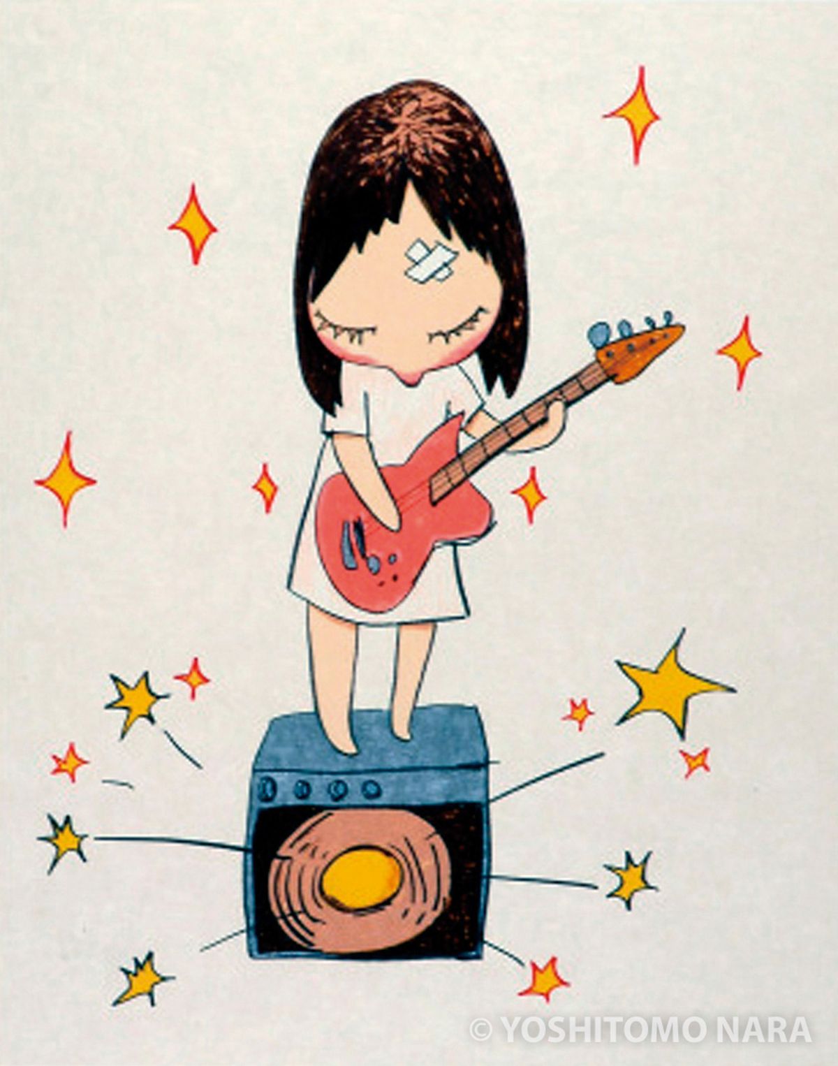 Yoko 油彩画 ギターを弾く女性 No.YNF3776 - Guitar Girl 2003 | YOSHITOMO NARA The Works